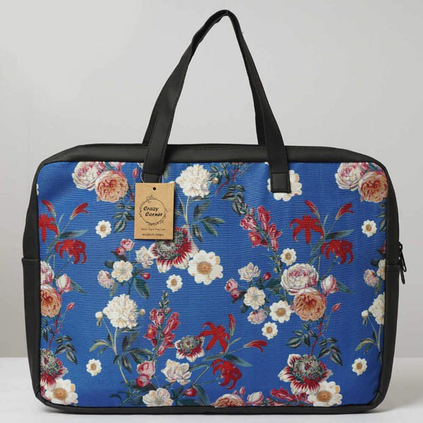 Floral Printed Canvas & PU Laptop Bag Fit 15.6 Inch Laptop